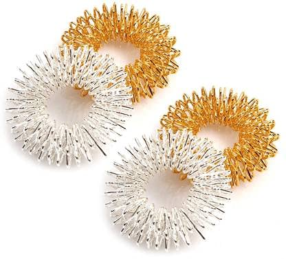 Ella Health & Beauty Acupressure Finger Ring | Finger Care Massager | 1 Pair Silver | 1 Pair Golden