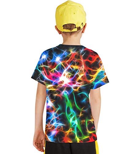 Image of Linnhoy Kids 3D Print Fashion Graphic T-Shirts for Boys Girls 6-16 Years | Unisex Colorful Short Sleeve, Crewneck, Breathable Fabric, Suitable for Daily Sport Festival Wear