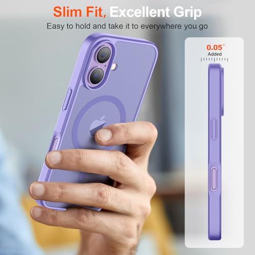 Image of SUPFINE Magnetic for iPhone 17 Case (Compatible with MagSafe)(Military Grade Drop Protection) Translucent Matte Shockproof with Anti-Fingerprint Phone Cover 2025,Purple