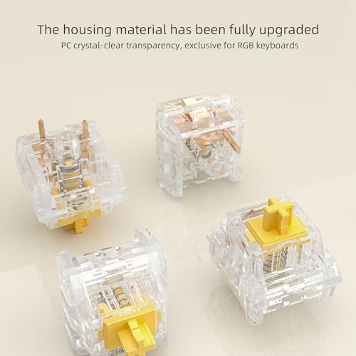 Image of Zhouwang 108Pcs Crystal Yellow Linear Mechanical Keyboard Switches Kit | Pre-Lubed Hot-swap Switches,Solid rebound /Responsive 3 Pin Office Typing,MX Style Smooth feel for Mechanical Gaming Keyboards