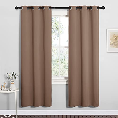 Image of NICETOWN Blackout Window Curtains and Drapes for Kitchen, Window Treatment Thermal Insulated Solid Grommet Blackout Drapery Panels (Set of 2, 34 by 72 inches, Cappuccino)