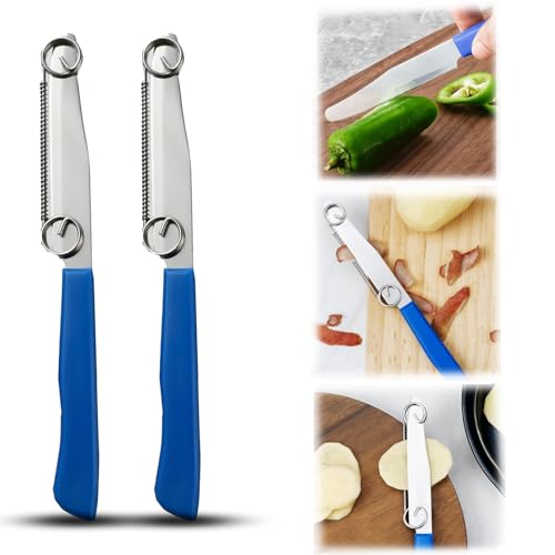 ZoneYan coltelli da verdura, Coltello per affettare rapidamente, pelapatate multifunzione per frutta da 2 pezzi, Coltello da frutta, pelapatate in acciaio inossidabile, set coltelli da cucina