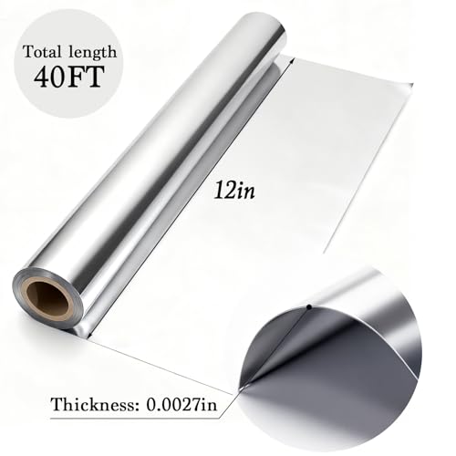 Heavy Duty Aluminum Foil Roll - 0.07MM Extra Thick Craft Metal Sheets for DIY, Repairs & Art Projects, Multipurpose Tin Foil for Art, Gifts & Home DIY Projects, Silver (12