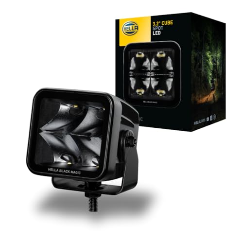 Hella LED Zusatzscheinwerfer Black Magic Cube 3,2 Zoll Weitreichende Ausleuchtung 3000 echte Lumen quadratisch Offroad LED Arbeitsscheinwerfer 12V - 24V für Auto SUV ATV Motorrad - 1FA 358 176-861