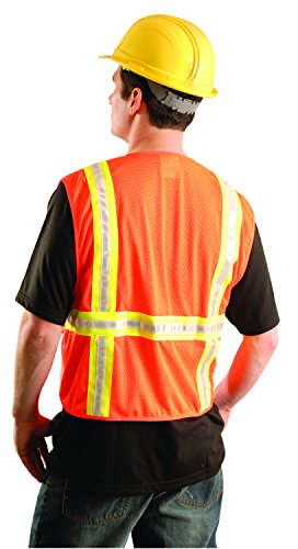 Image of OccuNomix LUX-XTRNSM-O3X Classic Solid Front Mesh Back Two-Tone Surveyor Vest, Non-ANSI, 3X-Large, Orange (High Visibility)