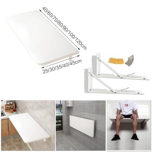 Table murale pliante blanche 120x40 pour bureau d'ordinateur et bar
