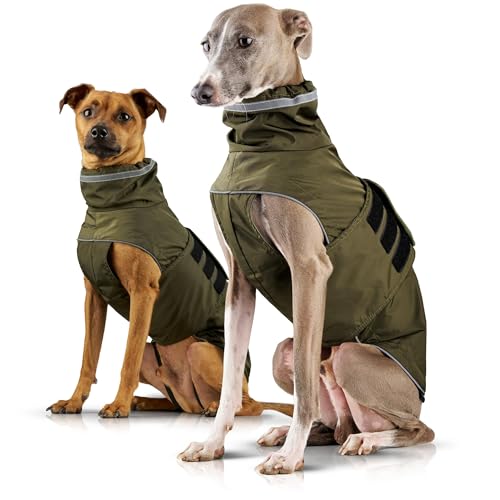 ZAUBERPFOTE® Hunderegenmantel London I Mit extra langem YKK® Reißverschluss für Halsband & Geschirr I Für kleine, mittlere & große Hunde I Wasserdicht & Maschinenwaschbar I Regenmantel für Hunde (50)