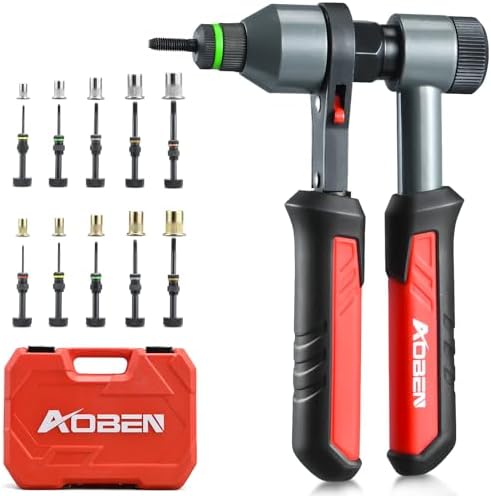 AOBEN Rivet Nut Tool Kit, 10 Metric and SAE Mandrels, 100pcs nuts