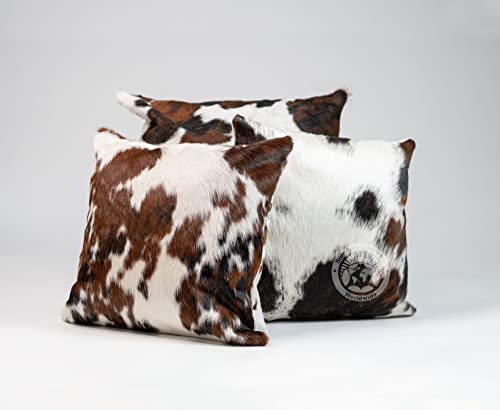 Genuine Tricolor Cowhide Pillow Cover 15 X 15 Cowhide Cushion Hair On Cover #TOP4