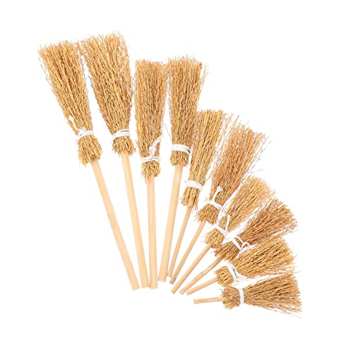 minkissy 2sets Realistic Mini Broom Craft for Playhouse Decor Mini House Accessories 10pcs*2