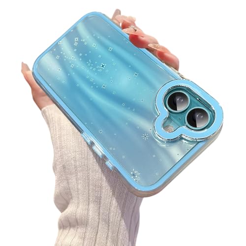 Image of VONZEE Compatible for iPhone 16 Plus 6.7'' Case Bling Star Gradient Shiny Colorful Case with Full Camera Protection Shockproof Case PC+TPU Glossy Shiny Cover for Girls Women,Blue