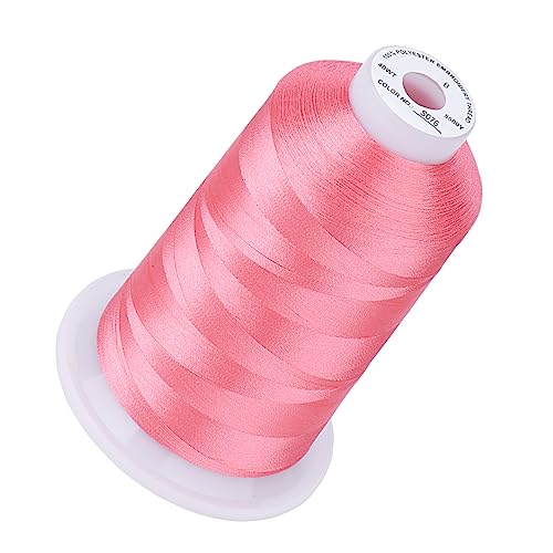 Image of Simthread 5500Yds /5000M 40WT Polyester Embroidery Thread Dusty Pink S076 | High-yardage 5000M spool offers smooth feeding and stable 40WT polyester thread for home and commercial embroidery machines.