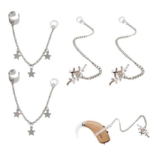 DeaHea 4 Pack Hearing Aids Clips Universal Anti-Lost Lanyard Protector Holder BTE Earring Clip Hook Strap Chain Earrings for Seniors Adults Rechargeable Hearing Aids OTC Hearing Amplifiers RIC Ear Aid