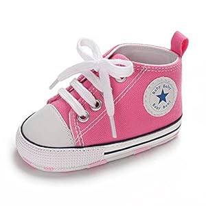 Baby Boys Girls Infant Canvas Sneakers High Top Lace up Newborn First Walkers Cribster Shoe