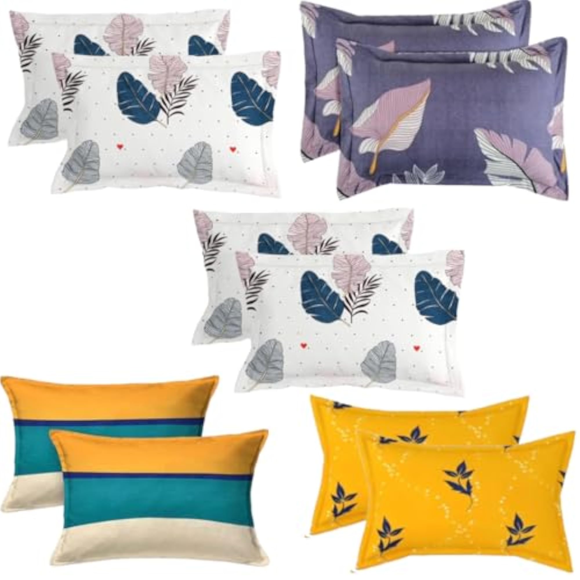 Printed Cotton Blend Pillow Covers Set of 5, Envelope Closure