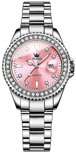 Image of OLEVS Womens Watches Diamond Luxury Dress Gold Wrist Watch Stainless Steel Waterproof Luminous Date