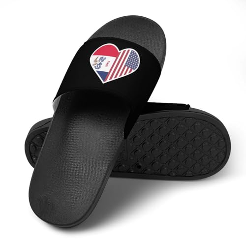 U.S. and Iowa Flag Non Slip Slides Sandals for Women Men Quick Drying Shower Shoes for Bathroom Pool Beach4