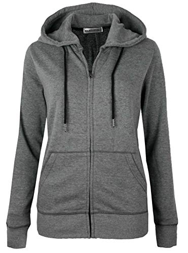 MAJECLO Women's Active Slim Fit Zip-Up Hoodie Jacket Long Sleeve Sweatshirt (XX-Large, Slim_Dark Grey)
