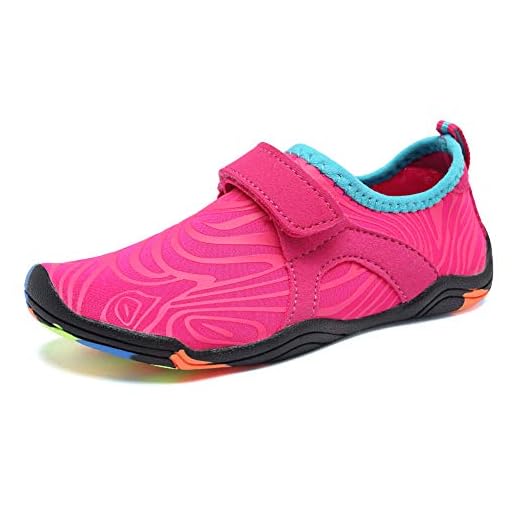 FANTURE Girls & Boys Water Shoes Lightweight Comfort Sole Easy Walking Athletic Slip on Aqua Sock(Toddler/Little Kid/Big Kid) U4JSX002-Pink-33