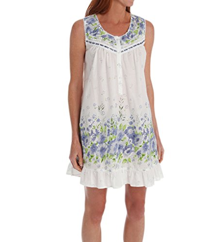 La Cera Women's Cotton Chemise Nightgown Blue #TOP1