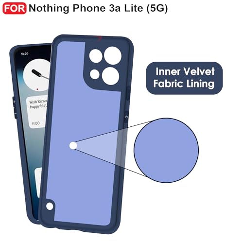 Image of CEDO Back Cover for Nothing Phone 3a Lite (5G) | Camera Bump Protection & Inner Velvet Fabric Lining | Ultra Slim Matte Soft Rubberised Case Cover (Blue)