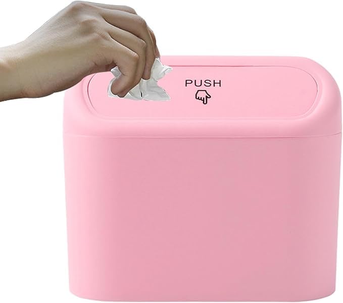 Oto Aksesuar Araba Çöp Kutusu Portatif Araç İçi Taşınabilir Kapaklı Organizer Çöp Kovası (Pembe)