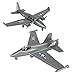 TimMee Prop Plane and Fighter Jet - 2pc Silver Gray Plastic Army Men Air Support