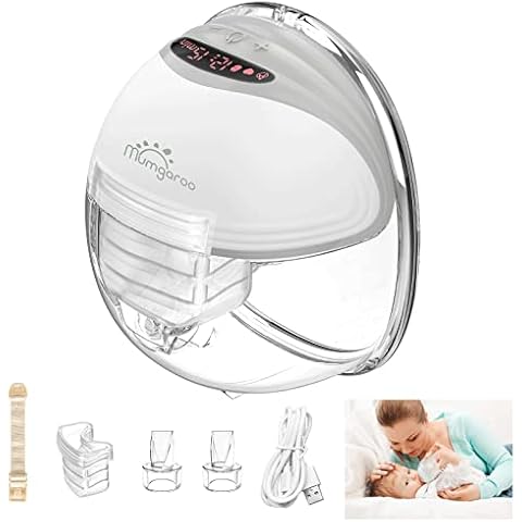 Wearable Breast Pump, LED Display Hands Free Breast Pump, 3 Modes & 12 Levels Mumgaroo Portable Breast Pump, Multifunctional Painless Electric Breast Pump, Ultra-Quiet Rechargeable Breast Pump Cover