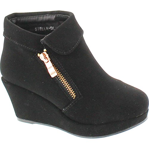 Lucky Top BESTON Stella-6K Girls Platform Wedge Fold Over Ankle Boots Booties