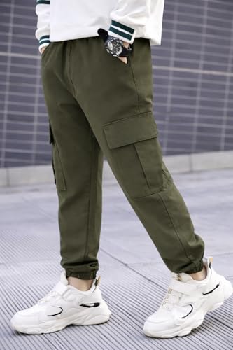 Image of ADBUCKS Boys' Cotton Cargo Joggers - Soft, Casual Pants with Pockets II Boy's Relaxed Cargo Joggers Pants for Boy