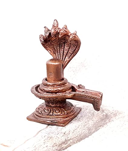 Image of Copper Idols, 3 inches, Copper Handmade Shivalingam, 220 Grams, Patina Antique Finish, Pack of 1 Piece
