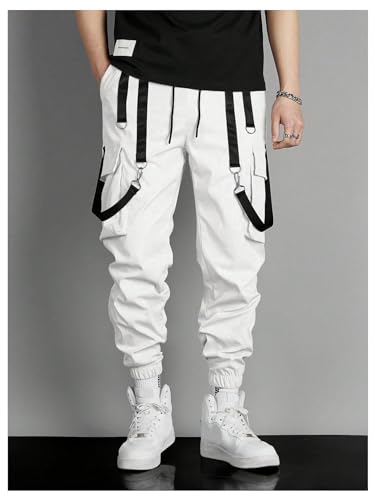 Floerns Men's Casual Flap Pockets Jogger Pants Hip Pop Slant Pockets Cargo Pants2