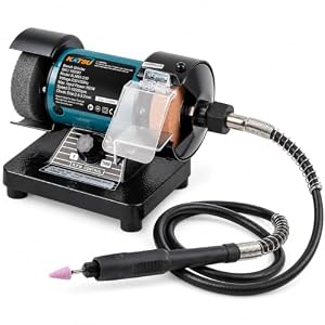 KATSU Mini Bench Grinder, 3 Inch 70mm Multi-Function Art Craft Electirc Polisher Sander Sharpener with Flexible Drive Shaft Grinding Attachment for Precise Work 100081