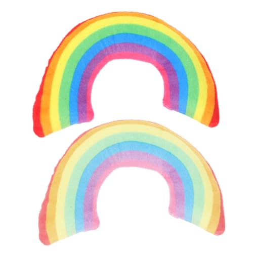 EXAOMBLE 2個猫用 型枕 カラフルな虹色デザイン マタタビ入り ネックプロテ