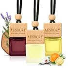 AESHORY Ambientador Coche Cítricos 3 X 8ml, Aceites Esenciales Naturales Colgante para Automóvil, Ambientadores Coche con Absorbe Olores - Naranja & Vainilla, Limón & Lavanda, Bergamota & Cedro