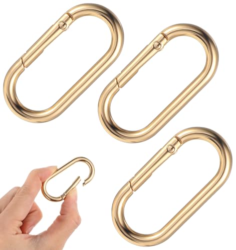 3Pcs Gold Carabiner Clip Keychain, Duty Spring O Ring Key Rings and Purse Strap Extenders Designed for Bags and Travel Essentials