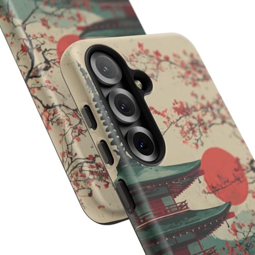 Coque Samsung S25 pagode et fleurs de cerisier, le cadeau idéal - 2