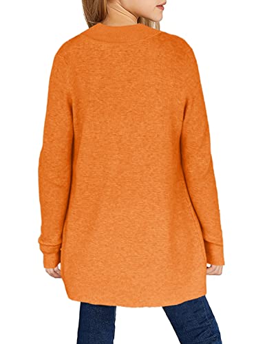 Image of Girls Cardigan Kids Open Front Oversized Sweater with Pockets