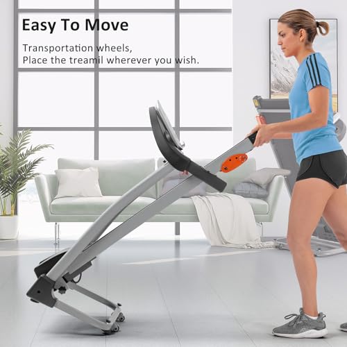 Image of Easy Folding Treadmill,Walking Pad Under Desk Treadmill, with Device Holder & Pulse Sensor, 3-Level Incline Adjustable Compact Foldable,for Home Use