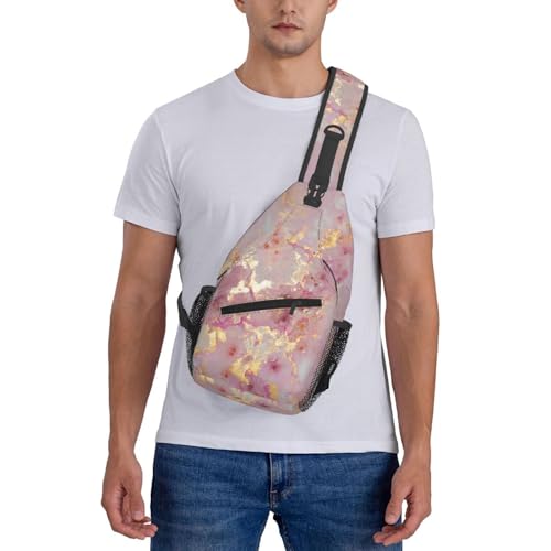 Mochila cruzada con textura mármol rojo unisex deportiva miniatura 7