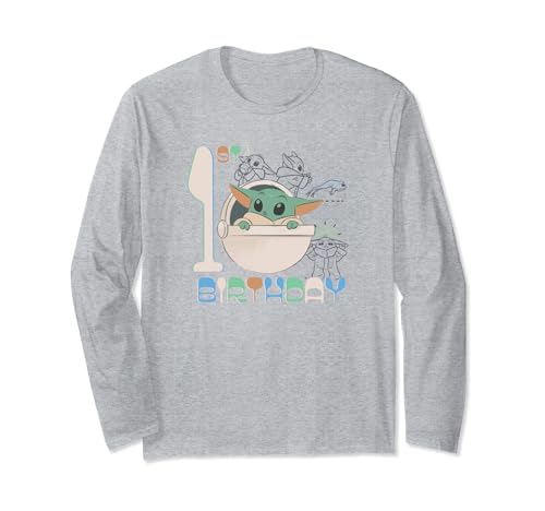 T-shirt Grogu Mandalorian 1er anniversaire à manches longues pour bébé