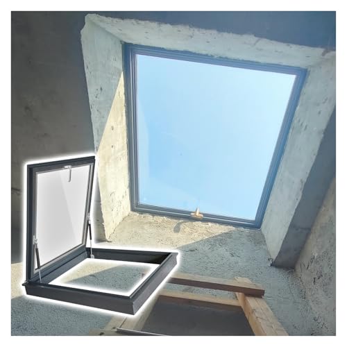 Escotilla de aluminio para techo plano de 80 cm de apertura, gran tragaluz, cubierta para invernadero, jardín, casa de juegos, ventana de techo comercial (66 x 101 cm)