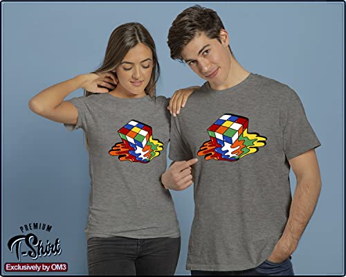 T-shirt homme Magic Cube Puzzle gris à manches longues taille M vintage - 4