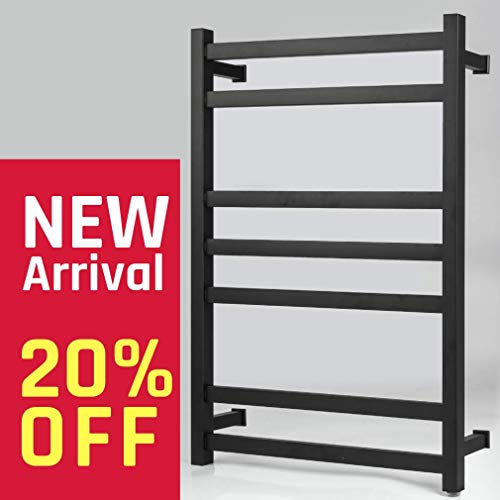 BEE.TECH Towel Warmer 7 Squar Bar Electric Heated Towel Rack Wall Mount Plug-in/Hardwired