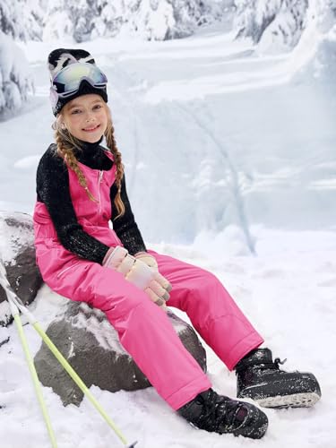 Image of Haloumoning Kids Snow Bibs Girls Ski Pants Waterproof Insulated Snowboard Overalls Snowsuit 5-14 Years