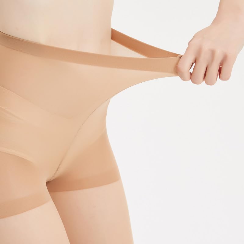 5Pairs Sheer Tights for Women - 20 Denier Control Top High Waist Stockings with Reinforced Toes Pantyhose2