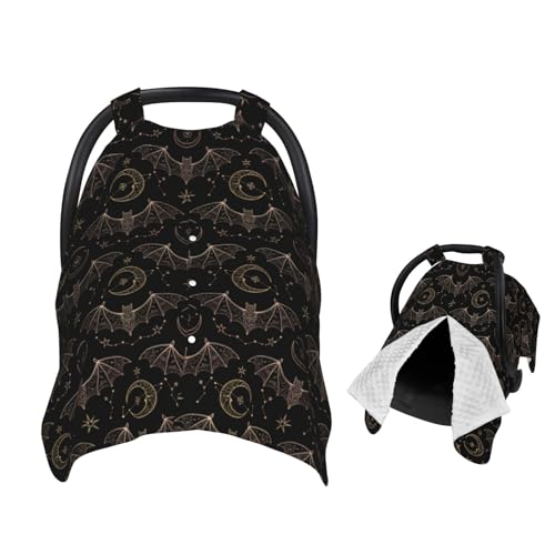 Image of Night Bat Moon Baby Car Seat Canopy Nursing Cover for Newborn Car Seat Breastfeeding Covers Blanket Newborn Shower Gift
