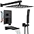 gotonovo Shower System with Tub Spout,Waterfall Tub Shower Faucet Set for Bathroom with 10 inch Rain Shower Head and Handheld Spray Wall Mounted Rough-in Valve and Trim Included Matte Black