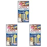 INABA Churu Premium Gesunde Katzen Leckerlies, 28% Thunfish mit Taurin, Grüntee-extrakt, Vitaminen und Mineralstoffen, Perfekte Ergänzung zu Nass oder Trockenfutter 56 g (3er Pack)