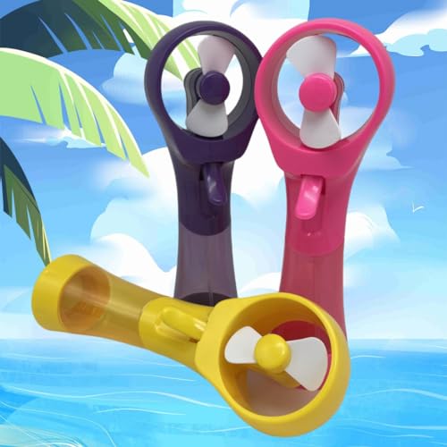 SEITG 3 Pack Elite Battery Powered Handheld Water Misting Fans Personal Outdoor Cooling Fan (Yellow/Purple/Pink)